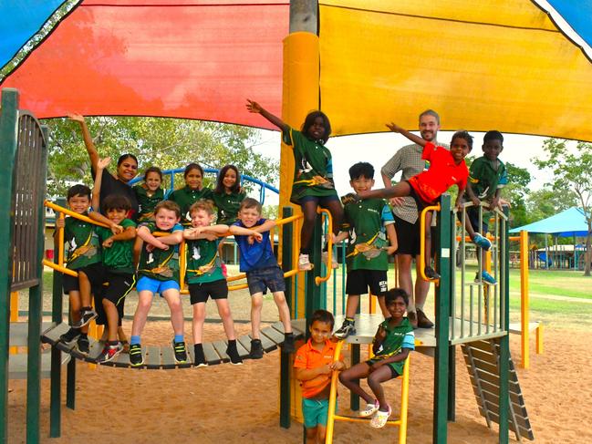 Malak Primary School 2024 transition class front row l-r: JR, Jakoby, Felix, Archie and Issac. Back row l-r: Ms Joyce, Kâ€™Tylah, Timia,Cloe Rose, Raylene, kelvin, Mr Max, Raquel, Floyed.Standing: Kyrie. Sitting on the ladder: Taylisha