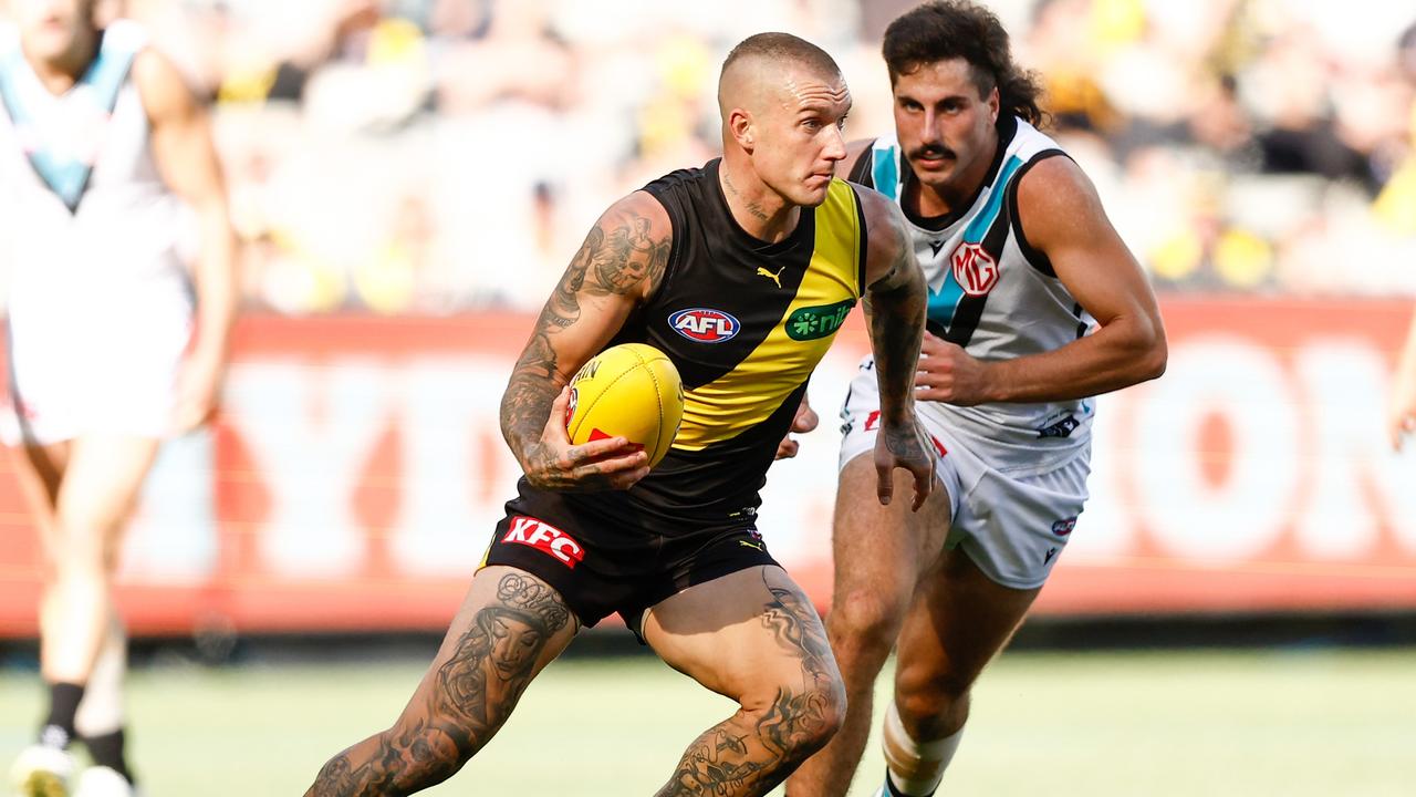 Dustin Martin is back and will play a crucial role for Richmond against St Kilda on Sunday. Picture: Michael Willson / Getty Images