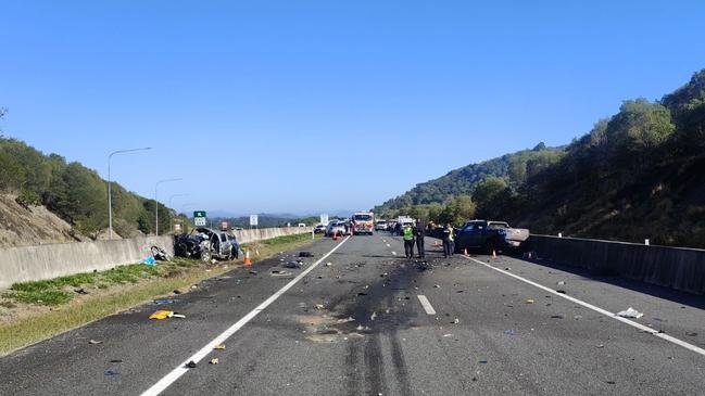 Emergency services and first responders were faced with a horror scene after a three-car crash on the Bruce Hwy around 4am Friday.