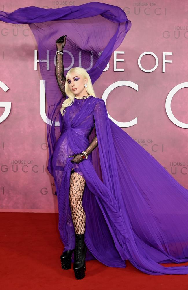 Lady Gaga dazzles in purple gown at House of Gucci premiere in London ...