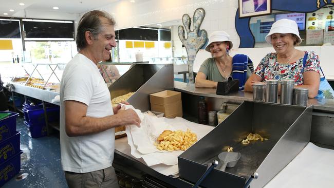 Paul Georgiou is busy sourcing quality chips for his customers at Bondi Surf Seafood. Picture: Britta Campion