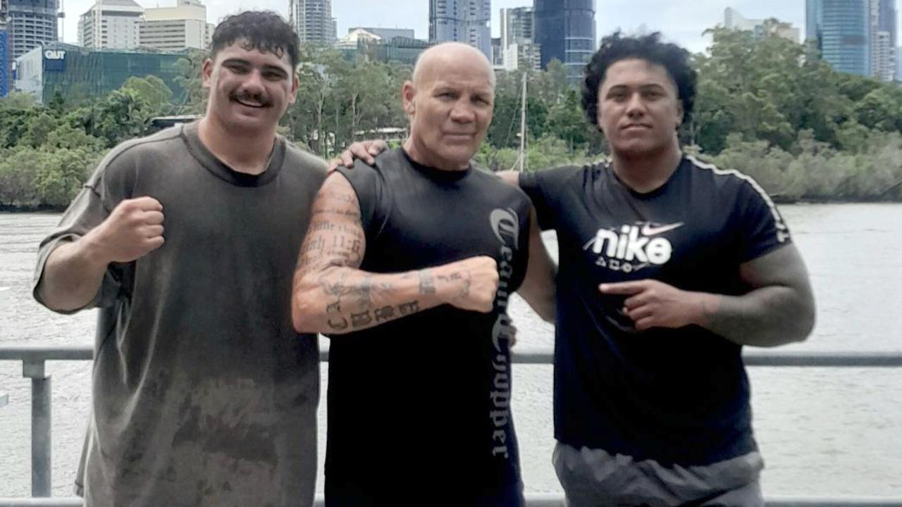 Te Whare has been training hard with Mark 'Chopper' Burgess and Tesi Niu. Picture: Supplied