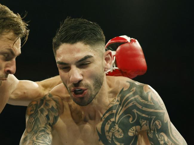 SYDNEY, AUSTRALIA - NOVEMBER 23: Danilo Creati throws a punch in the middleweight fight against Michael Zerafa during the Paul Gallen and Justin Hodges fight night at the Aware Super Theatre on November 23, 2022 in Sydney, Australia. (Photo by Mark Evans/Getty Images)