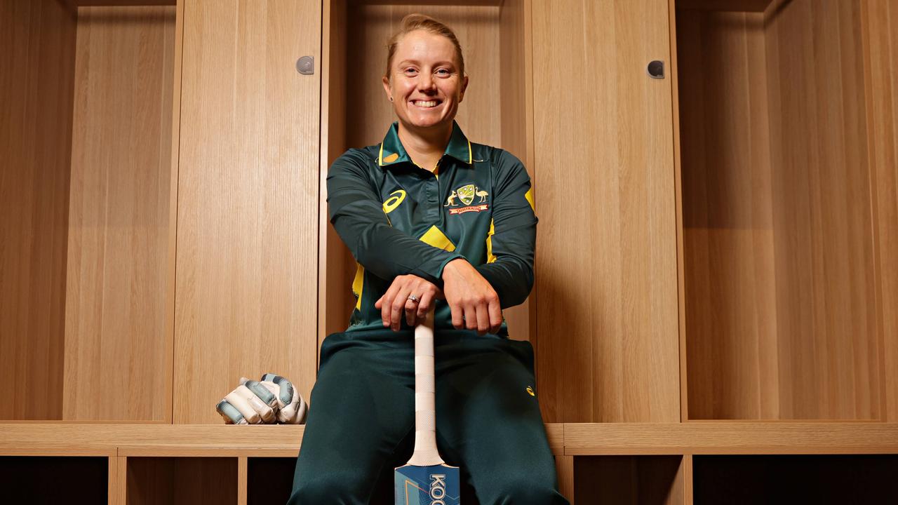 Alyssa Healy in the dressing rooms at Cricket Centra in Silverwater a head of her 250th international in September in a T20 match against the West Indies. Picture: Adam Yip