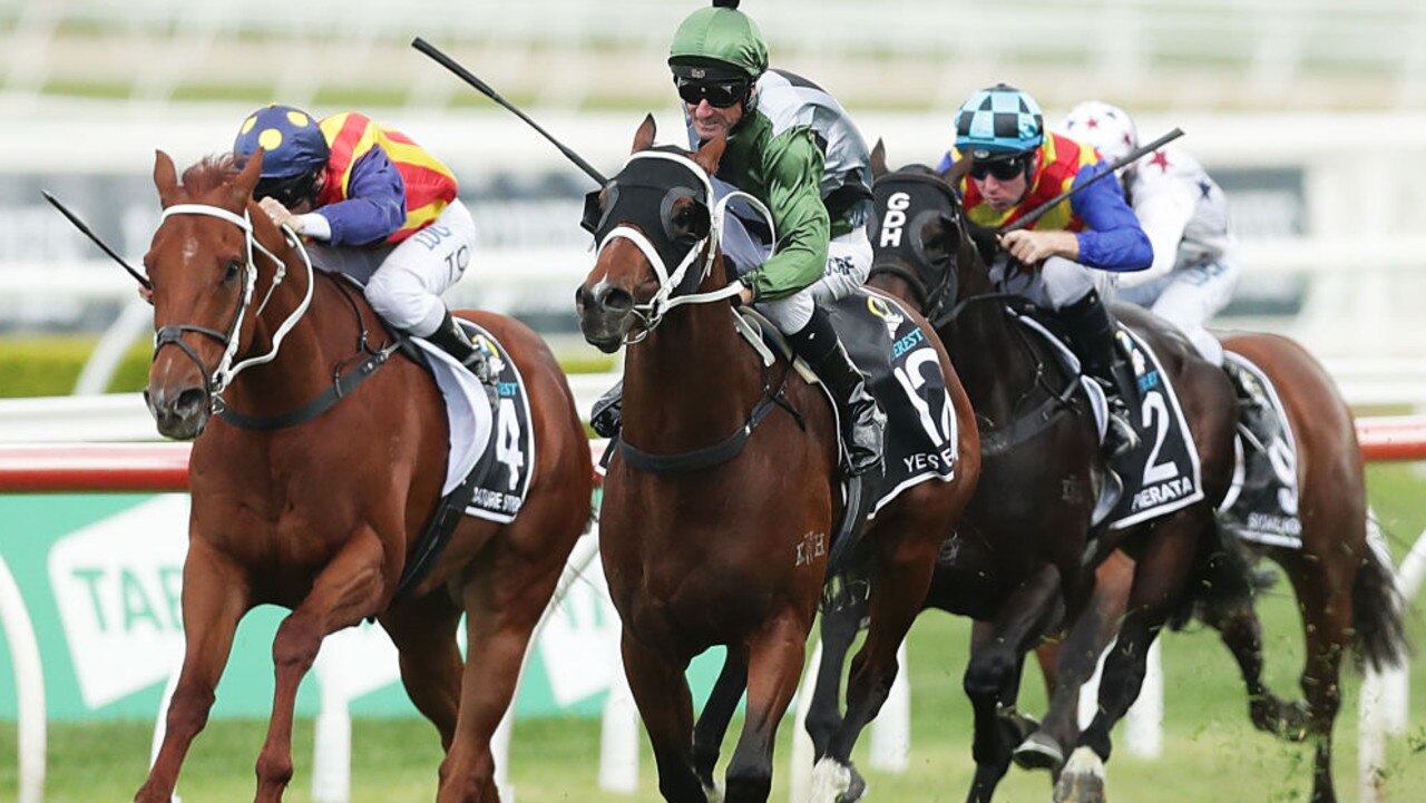 SYDNEY, AUSTRALIA - OCTOBER 19: Glen Boss riding Yes Yes Yes wins race 7 The TAB Everest during The Everest at Royal Randwick Racecourse on October 19, 2019 in Sydney, Australia. (Photo by Mark Metcalfe/Getty Images)