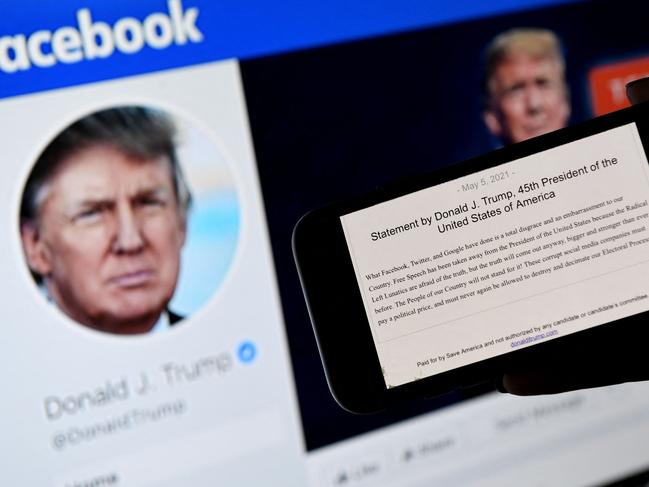 Facebook has banned Donald Trump for two years, saying he deserved the maximum punishment for violating its rules over an attack by his supporters on the US Capitol. Picture: AFP