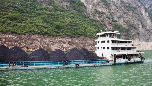 A coal barge on the Yangtze River in central China.