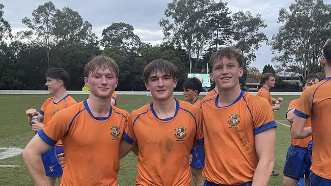 Terrific trio - captain Tom Howard with his flankers Sebastian Gardner and Ben Caughley.