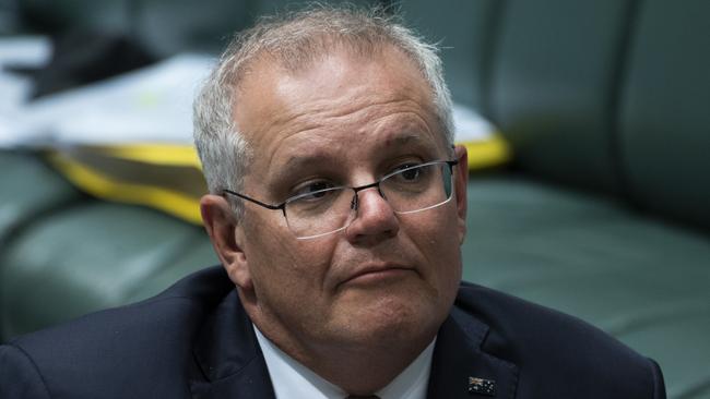 It says something about the Morrison government’s mindset that it now has two distinct policies – net-zero emissions by 2050 and nuclear submarines by 2040 – with no clear pathway to achieve either. Picture: Martin Ollman