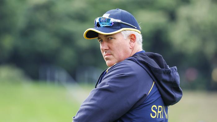 WELLINGTON, NEW ZEALAND - MARCH 20: Coach Chris Silverwood of Sri Lanka looks on during day four of the Second Test Match between New Zealand and Sri Lanka at Basin Reserve on March 20, 2023 in Wellington, New Zealand. (Photo by Hagen Hopkins/Getty Images)