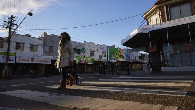 The quiet main street of Lakemba in southwest Sydney on Wednesday. Picture: Getty Images