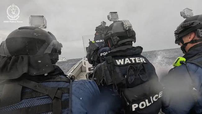Police intercepted a boat as it motored back towards the mid-north coast. Supplied by NSW Police.