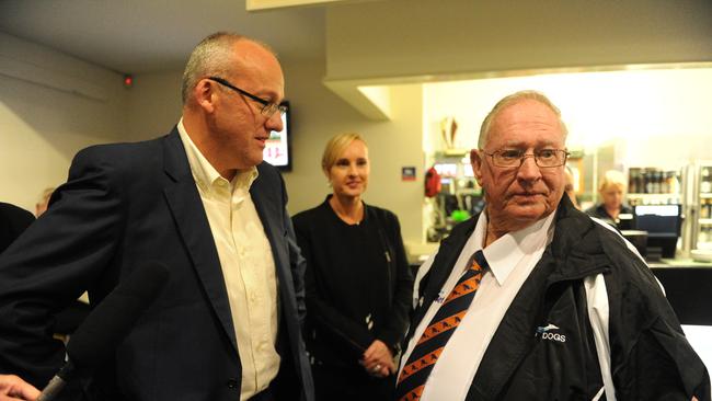 Former NSW Opposition Leader Luke Foley with Senior Vice President of Dapto Race Track Noel Leslie. Photo: Simon Bullard