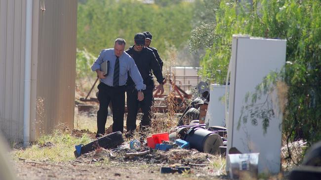 Police and forensic teams search the Yandles’ Kudla near Adelaide in 2023. Picture: NewsWire / Kelly Barnes