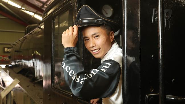 Matthew Poon, nicknamed the ‘Poon Train’, at the National Railway Museum in Adelaide in 2017 before he returned to ride in Hong Kong. Picture: Calum Robertson