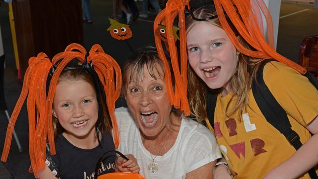 Miranda King, Maryke Loren and Poppy Zimmermann at Spooky Nights at Sea World, Main Beach. Picture: Regina King