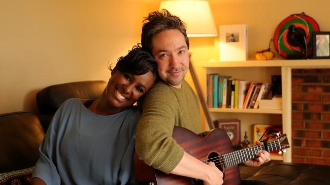 Jon Toogood Toogood at home in Melbourne with wife Dana Salih. Picture: Stuart McEvoy