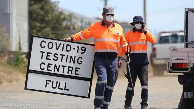 COVID testing site at Hobart showgrounds was closed due to overwhelming demand and only made available to those who were traveling internationally. Picture: Nikki Davis-Jones