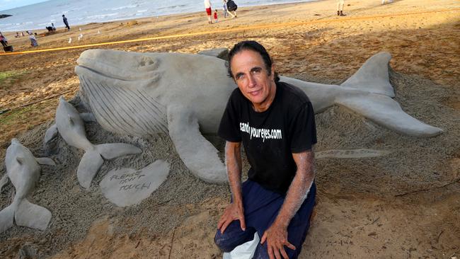 Welcome to the Whales Festival at Scarborough Beach Park - Dennis (Den the Sandman) Massoud from Noosa Heads Picture AAP/David Clark