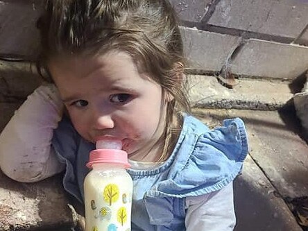 Nayvah, 1, during the ordeal in her backyard drain. Picture: 9NEWS