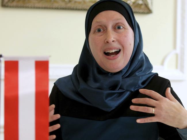 In this photo taken Wednesday Sept. 27 2017, Carla Amina Baghajati from the Austrian Islamic Religious Community gestures during an interview with The Associated Press in Vienna, Austria. Picture: AP.