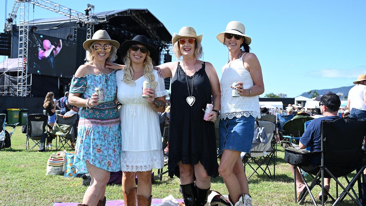 Girls who just want to have fun; Michelle James, Libby Prescott, Ruth De Longe and Kayla McDonnell at the Red Hot Summer Tour at the Cairns Showgrounds on Saturday afternoon. Picture Emily Barker