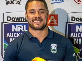 Jarryd Hayne at a press conference to announce he will be playing in the Auckland Nines next year. Picture: DAVID ROWLAND