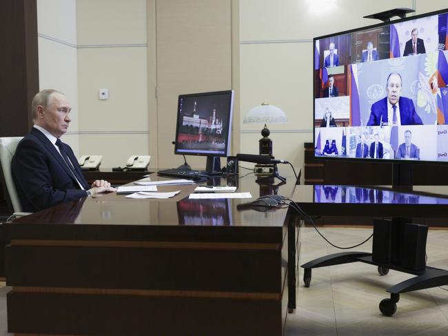 Russian President Vladimir Putin chairs a cabinet meeting via videoconference at Novo-Ogaryovo state residence outside of Moscow, Russia/ Picture: Gavriil Grigorov, Sputnik, Kremlin Pool Photo via AP