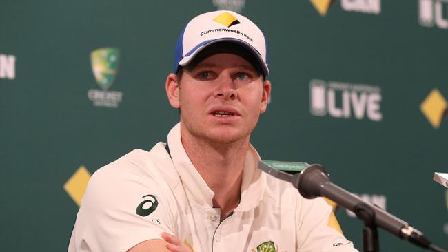 An angry Steve Smith addresses the media after Australia’s huge defeat.