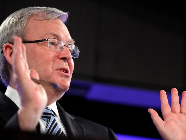 Kevin Rudd wasn’t having any of Pauline Hanson’s burqa stunt. Picture: Getty