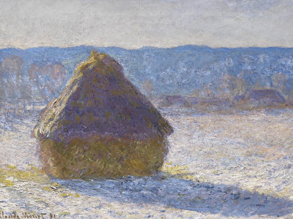 Claude Monet‘s Grainstack, snow effect (1891), which originally belonged to newlyweds from Boston who used their “honeymoon money” to buy it. Picture: Museum of Fine Arts, Boston