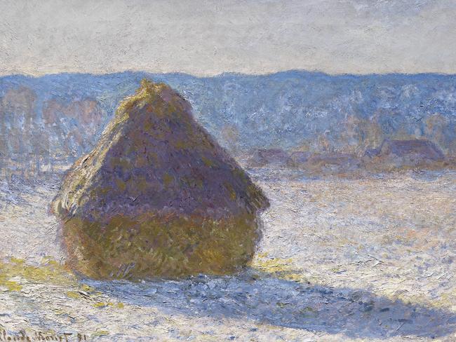 Claude Monet‘s Grainstack, snow effect (1891), which originally belonged to newlyweds from Boston who used their “honeymoon money” to buy it. Picture: Museum of Fine Arts, Boston