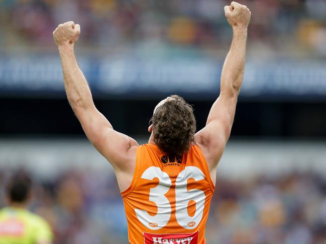 Harry Perryman celebrates on the final siren. Picture: Russell Freeman/AFL Photos