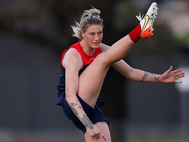 New Melbourne recruit Tayla Harris has fit in well at the Demons. Picture: AFL Photos/Getty Images