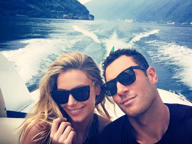 What a sight ... model Jennifer Hawkins and her hubby Jake Wall enjoy some fun in the sun in Italy. Picture: Facebook