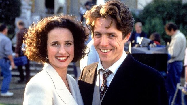 Grant and Andie MacDowell in <i>Four Weddings and a Funeral</i>.