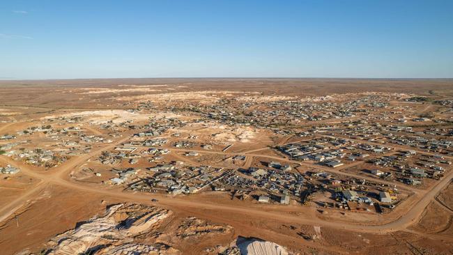 Aerial of Andamooka its mine fields. Picture: Ben Clark