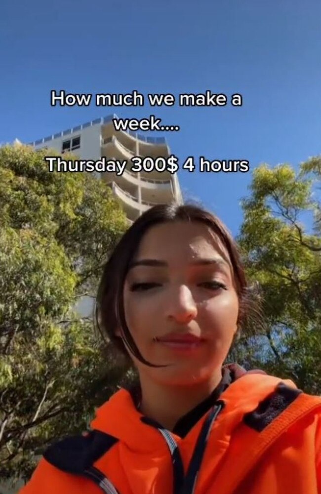 A Sydney lollipop lady has revealed how much she earns in a week. Picture: TikTok/taheraraedd