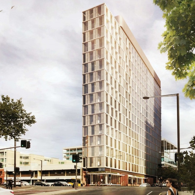 An artists impression of the “unique” hotel planned for 274 North Tce Adelaide. Picture: SCAP