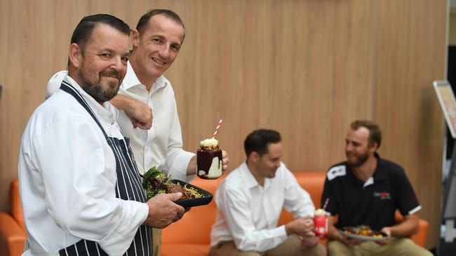 GETTING READY: Lismore City Council mayor Isaac Smith with Lismore Workers Club executive chef Philip McLoughlin get ready for Eat the Street in Lismore. Photo: Marc Stapelberg