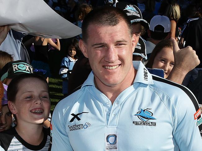 Shark's Paul Gallen during the Cronulla Sharks fan day at Southern Cross Group Stadium, Cronulla ahead of the 2016 NRL Grand Final. Picture: Brett Costello