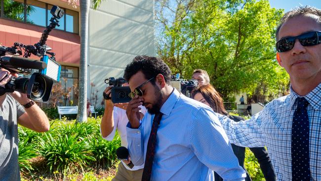 Banned AFL star and Territory footy product Willie Rioli arrives at Darwin Local Court today to face drug possession chargess. Picture: Che Chorley