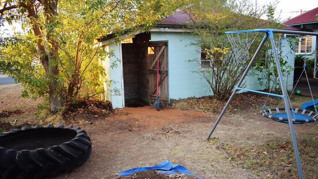 On December 3, 2019, meters away from the Warrego Highway investigators cordoned off the little girl’s home on the corner of Inverai Rd and Burbank St where they excavated a shed in the backyard where her body was allegedly kept. Pictures: Peta McEachern