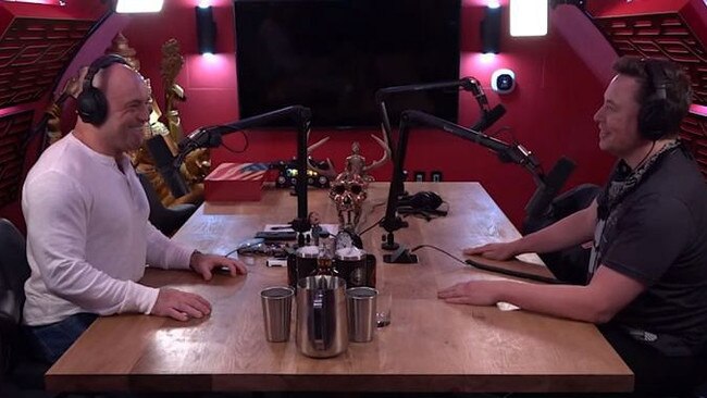 Joe Rogan and Elon Musk during an episode of The Joe Rogan Experience. Picture: YouTube