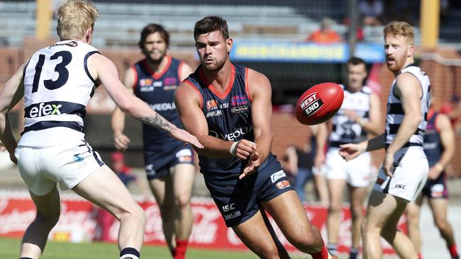 Mitch Grigg has been brilliant for Norwood again, while South Adelaide’s Mark Noble (left) is having an impressive rookie season. Picture Sarah Reed