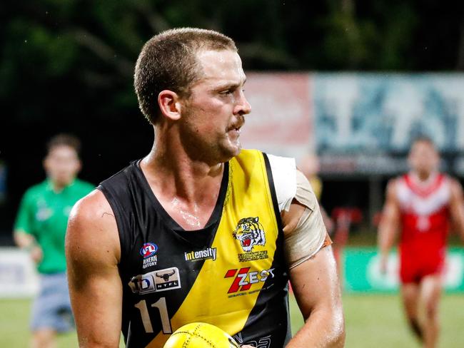 Nightcliff Tigers player Zachary Moody in the 2023-24 NTFL season. Picture: Celina Whan / AFLNT Media