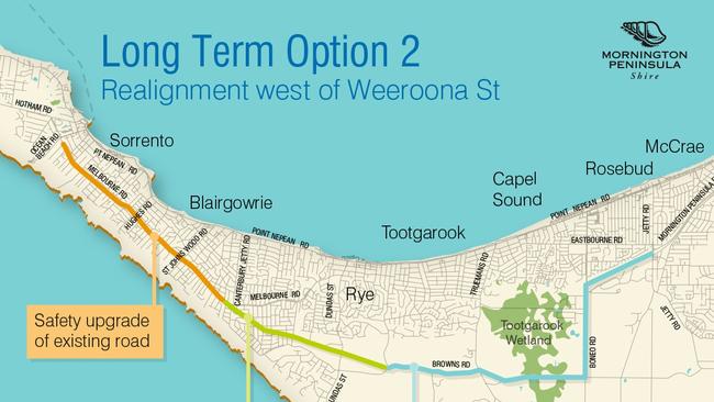 Long term option 2: realignment west of Weeroona St.