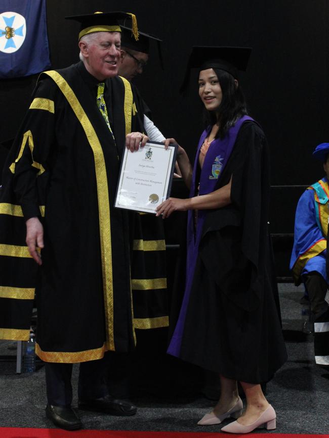 Insiya Shrestha graduated with a Master of Construction Management at the CQUniversity graduation ceremony in Bundaberg on December 14, 2023.