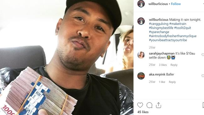 Will Cabantog’s Instagram post with stacks of cash.