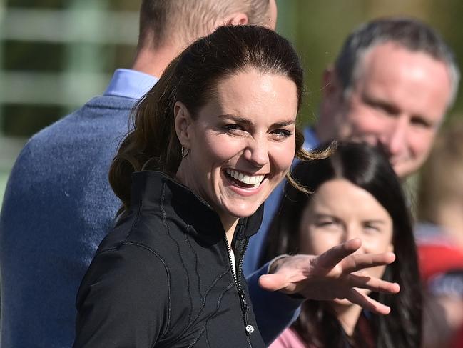 Kate Middleton later embraced her sporty side during a visit to a local rugby club. Picture: Getty Images